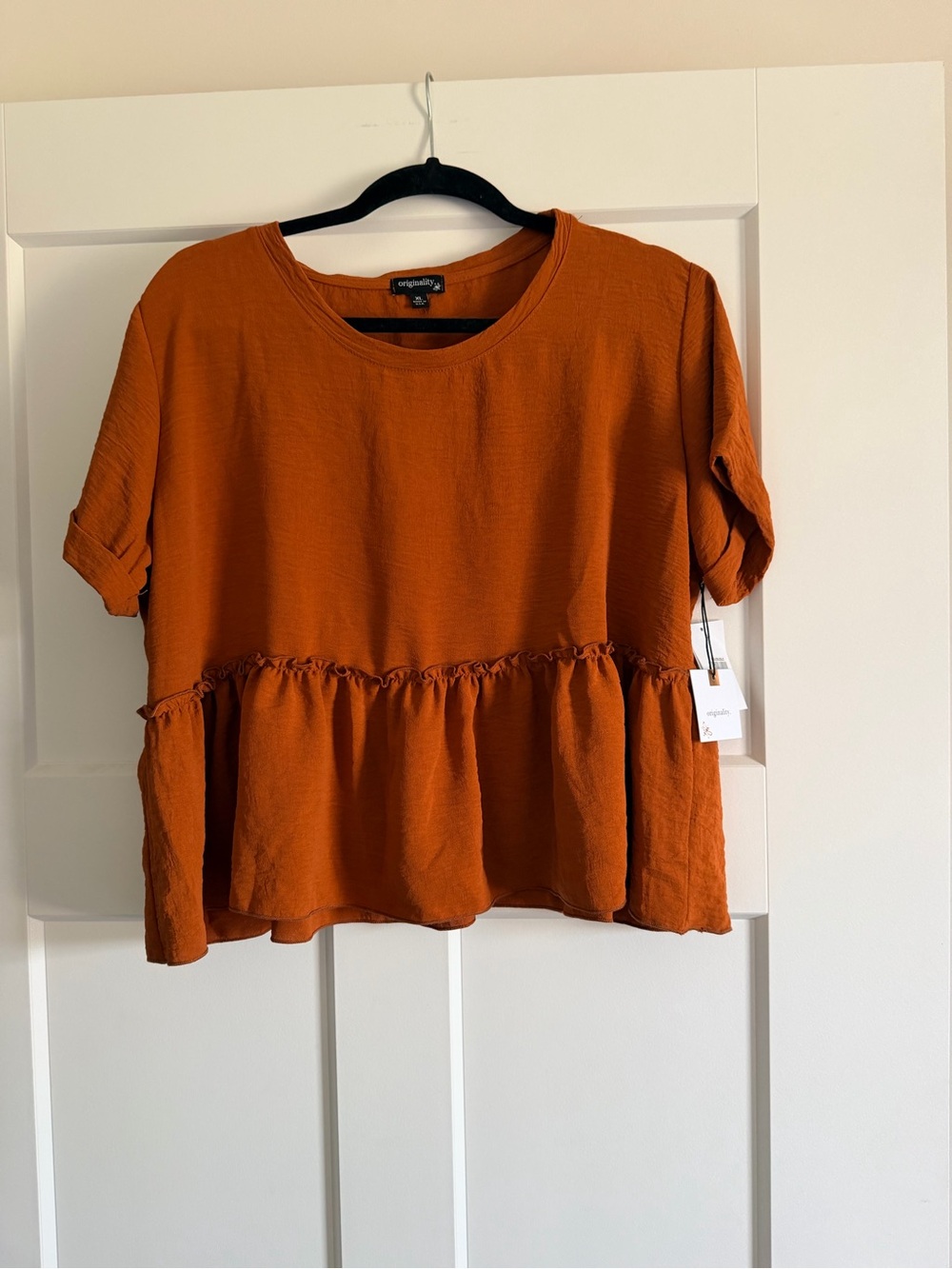 Originality Orange Peplum Ruffle Top